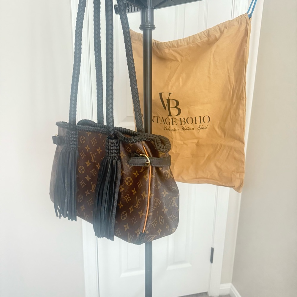 Vintage Boho Brown Leather Louis Vuitton Designer Bag